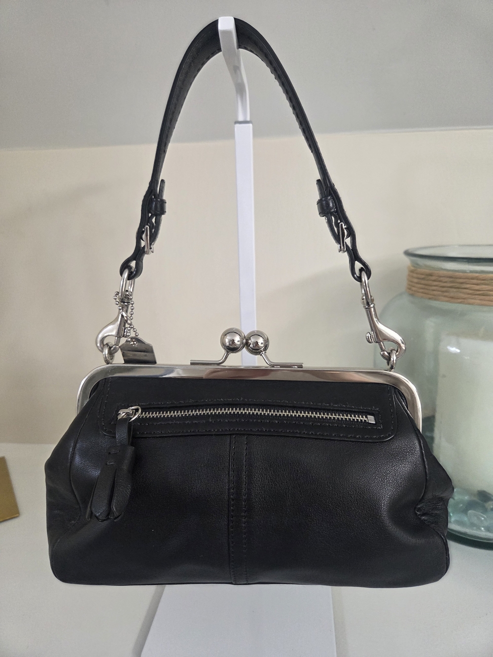 Rare Vintage Coach Kisslock Y2K Black Convertible Clutch 9734 - Picture 7 of 12
